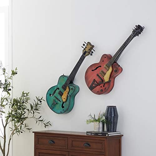 Deco 79 Wall Sculpture Set of 2 Metal Guitar Decor
