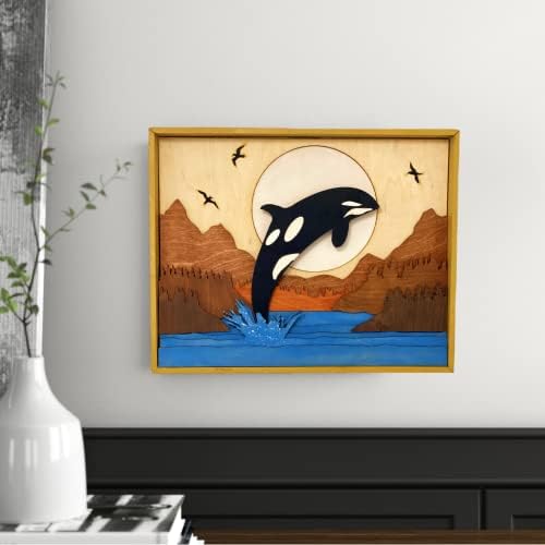 ImprovingLife Whale Wall Art Decor Wooden Sculpture