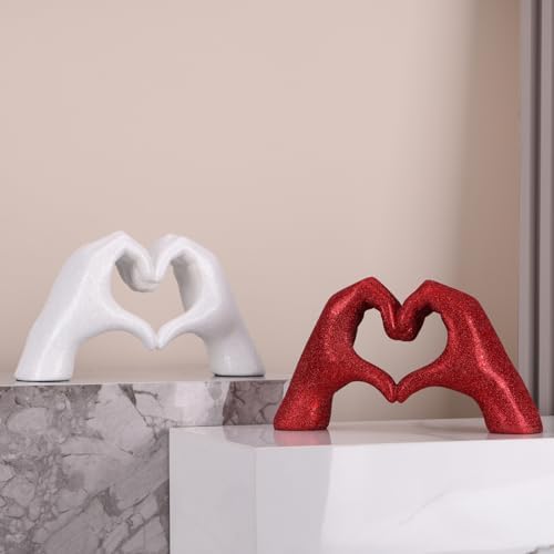 LCCCK Glitter Heart Hands Sculpture Home Decor