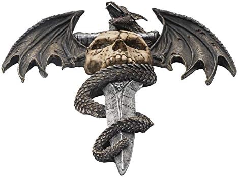 SUMMIT COLLECTION Spiral Dragon Skull Dagger Wall Sculpture