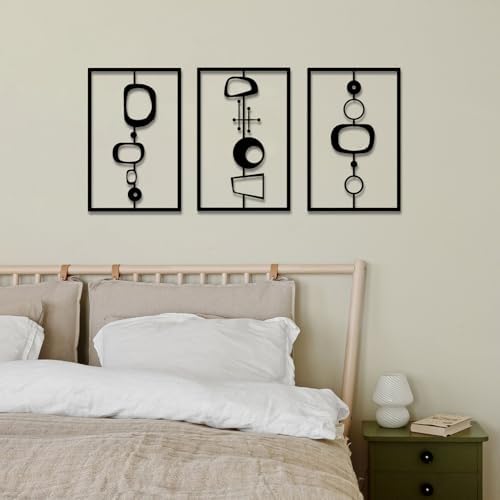 3 Pcs Metal Abstract Wall Decor Modern Geometric Black Wall Sculptures