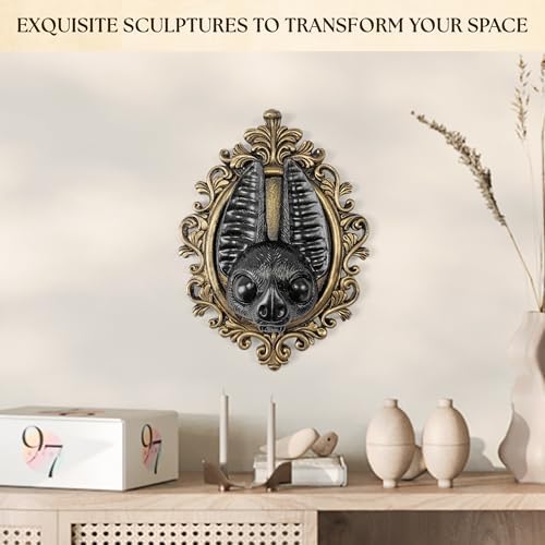 97 Decor Black Gold Bat Wall Sculpture - Gothic Halloween Decor