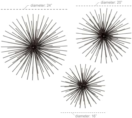 Deco 79 3D Metal Wall Sculpture Set of 3 Black