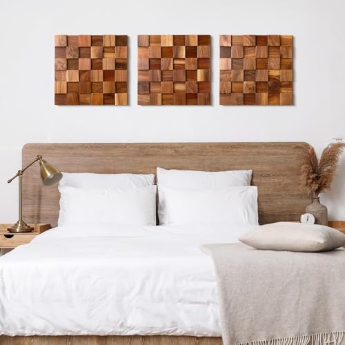 3D Wood Wall Art Set for Living Room Decor