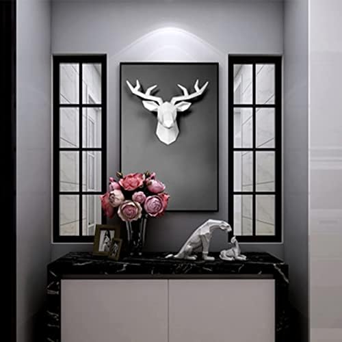 Solid Color 3D Deer Head Wall Decor for Home Office Bar Resin Animal Sculpture
