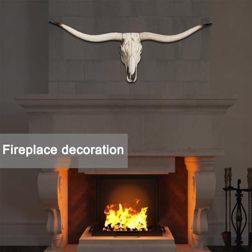 Long Horn Bull Skull Wall Decor Art Sculpture