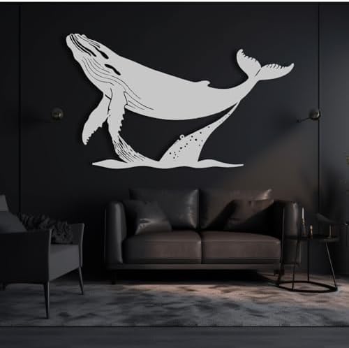 XXQ Whale Metal Wall Art - 30x18 Inch Decor