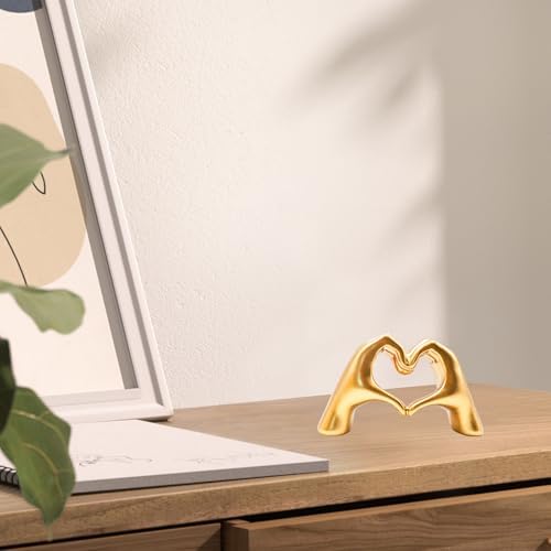 Small Gold Heart Hands Sculpture Decor Statue