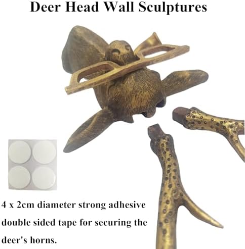 Deer Wall Sculpture Resin Animal Head Decor Rustic Wall Art for Home Office Living Room