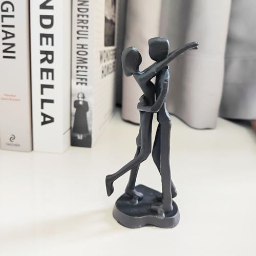 Modern Iron Couple Sculpture 6th Anniversary Gift Black Metal Art Statue