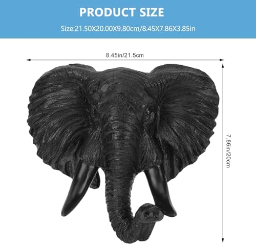 Luxshiny Elephant Head Wall Decor 3D Resin Sculpture