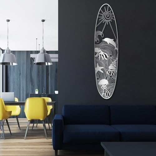 Yemwot Metal Wall Decor - 9x35 White Wall Sculpture