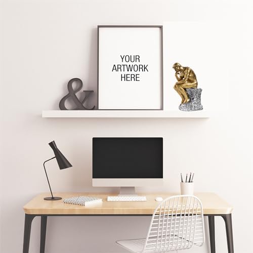 Golden Bronze Thinker Statue Desk Decor Sculpture
