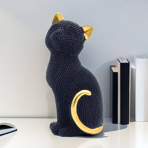 Decorative Cat Sitting Statue Art Figurine Black