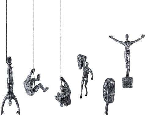 Set of 6 Climbing Man Wall Art Sculptures