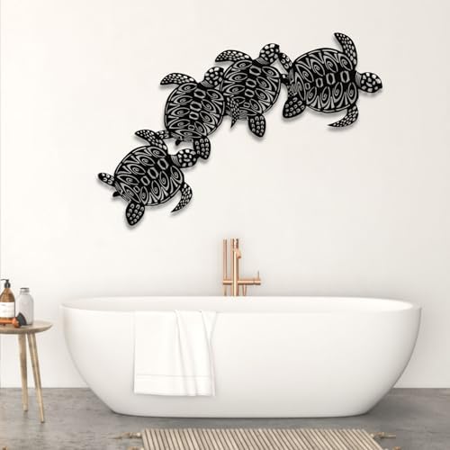 Silver Metal Turtle Wall Art - Ocean Sea Turtle Decor