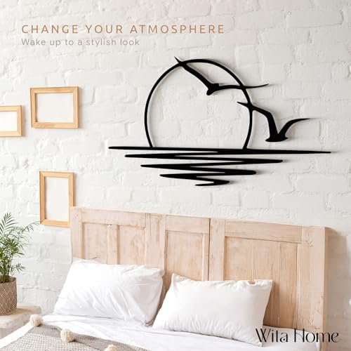 Wita Home Sunset with Seagulls Metal Wall Art