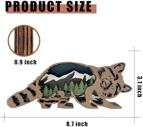 Laozai Raccoon Wooden Wall Decor Rustic Forest Scene Art