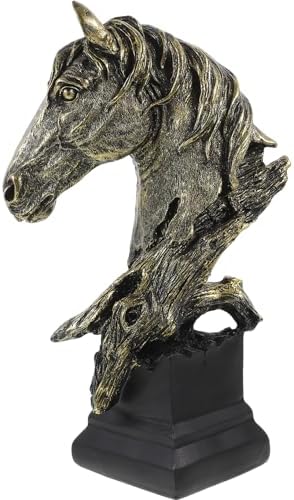LUOZZY Retro Horse Head Figurine Realistic Statue for Home Office Decor