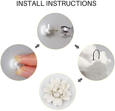 LIUCOGXI 5 Pcs White Ceramic Peony Wall Sculpture