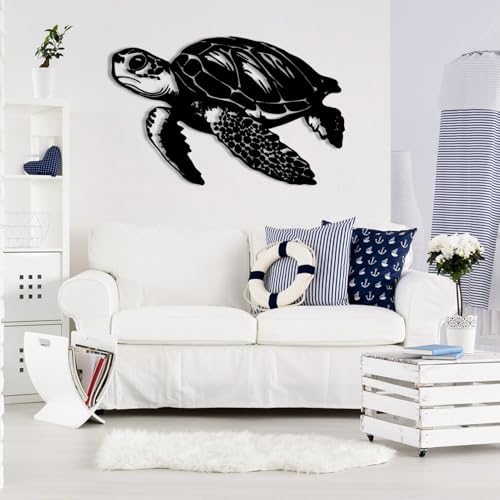 Metal Sea Turtle Wall Art Decor Modern Ocean Sculpture for Home