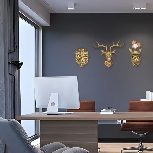 HUYIENO 4PK Animal Head Wall Decor with Gold Frame