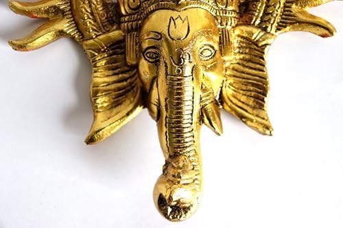 8 Inch Brass Wall Hanging Ganesha Statue