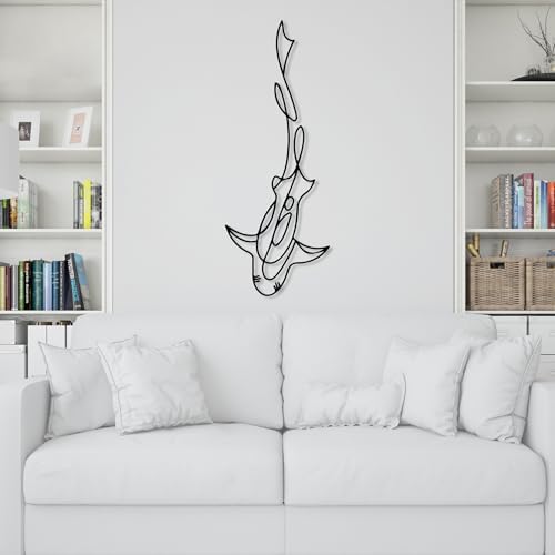 DecoSoul Metal Shark Wall Art Modern Nautical Decor