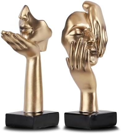 Black Gold Art Thinker Figurines 2PCS 65 Inch Home Decor