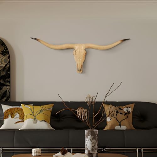 Bison Bull Skull Wall Decor - Realistic Resin Sculpture Art