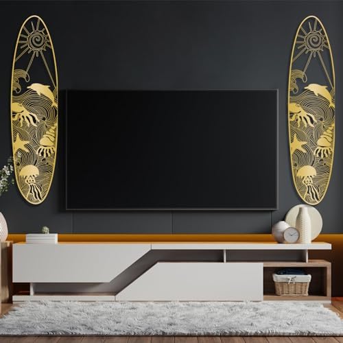 Yemwot Metal Wall Decor - 9x35 White Wall Sculpture