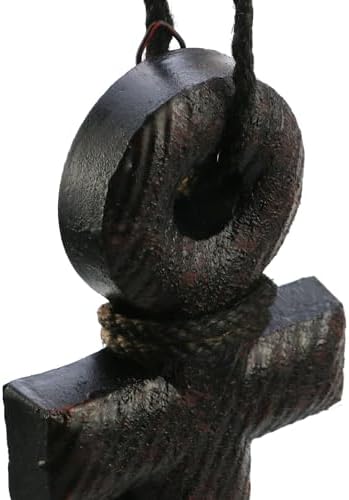 Mewutal 2PCS 11 Inch Wooden Ship Steering Wheel and 13 Inch Wood Anchor Wall Decor