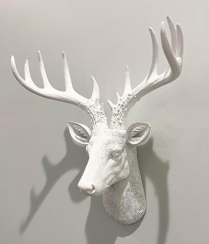 Top Brass 12 12 Inch Faux White Deer Head Wall Decor