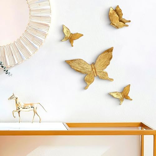 Semeid Set of 4 Gold Foil Butterfly Wall Decor