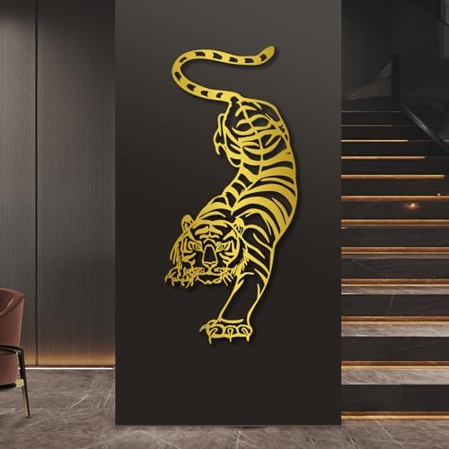 Tiger Metal Wall Art Decor Durable Wildlife Sculpture for Home