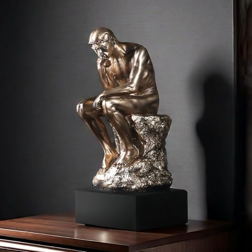 FUNSXBUG 114 Inch Resin Thinker Statue with Black Base