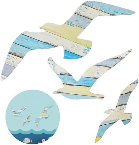 Wooden Seagull Wall Decor 3 Piece Set