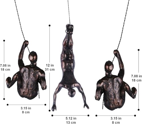 Large Set of 3 Climbing Man Wall Art Decor Sculptures