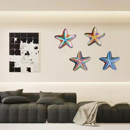 Metal Starfish Wall Decor Set of 4 - 69in Rust-Proof Coastal Art
