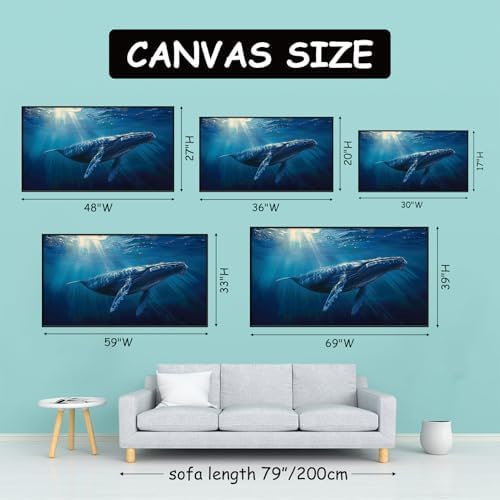 Humpback Whale Canvas Wall Art with Gold Frame