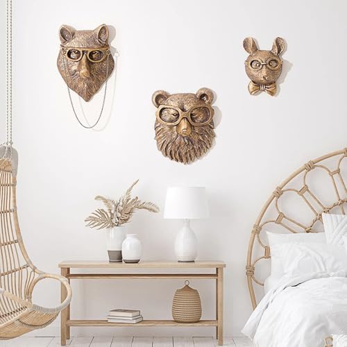 Joogour Wall Decor Animal Head Sculpture Rat 3D Display