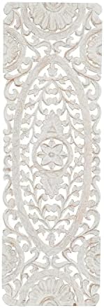 Deco 79 White Wooden Floral Wall Sculpture 16x1x48