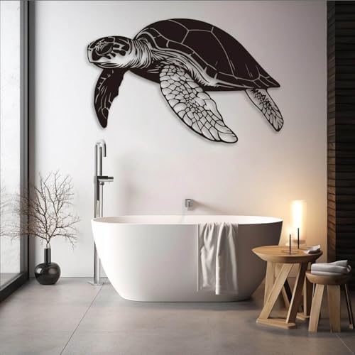 Black Metal Turtle Wall Art 35x23 Inches