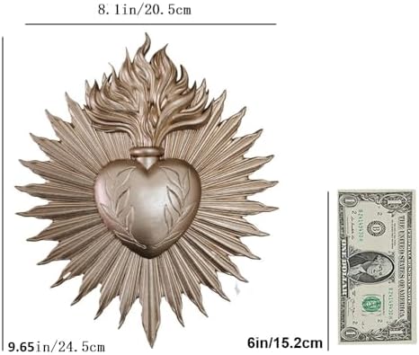 wsmart Sacred Heart Wall Decor - Vintage Gold Resin Catholic Statue