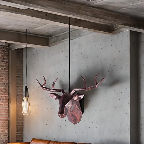 Copper Deer Head Wall Sculpture with Gold Accent