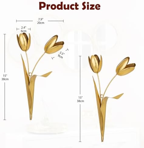 DILATATA Metal Flowers Wall Decor Gold 2 Pack