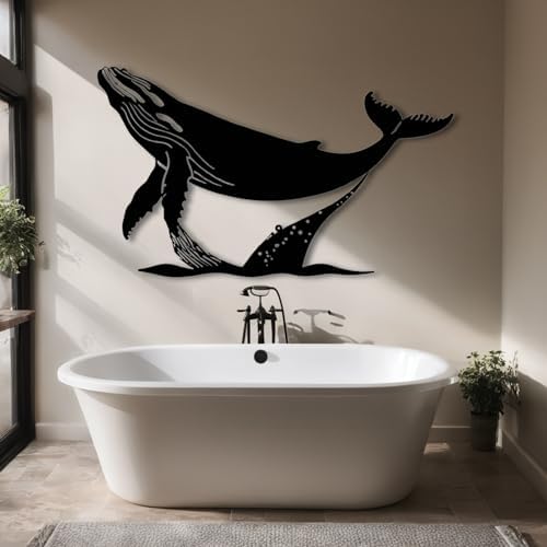 XXQ Whale Metal Wall Art - 30x18 Inch Decor