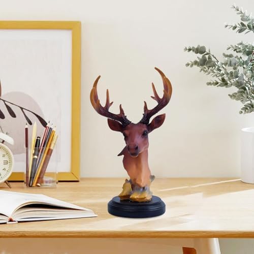 Brown Deer Head Stag Ornament Figurine Sculpture