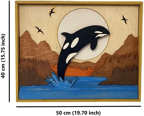 ImprovingLife Whale Wall Art Decor Wooden Sculpture