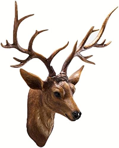 Natural Deer Head Wall Hanging Sculpture for Home Decor